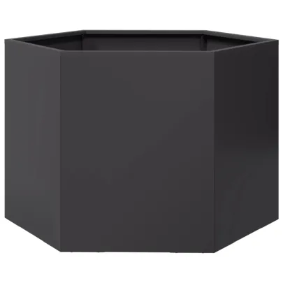 Jardinieră Grădină Oțel Hexagonal Negru 69x60x45 cm