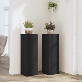 Suporturi Plante Lemn Negru - 2 bucăți, 80 cm - Gratis Livrare