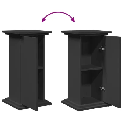 Suport prezentare cu depozitare negru - lemn prelucrat