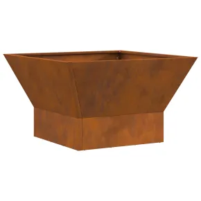 Vatră de foc pătrată din oțel Corten pentru exterior 2