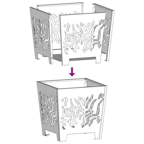 Vatră de foc pătrată - Oțel negru - Livrare gratuită