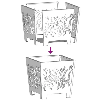 Vatră de foc pătrată - Oțel negru - Livrare gratuită