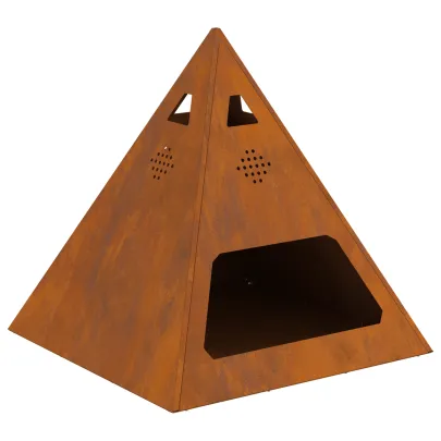 Vatră Foc Piramidală Oțel Corten - Livrare Gratuită