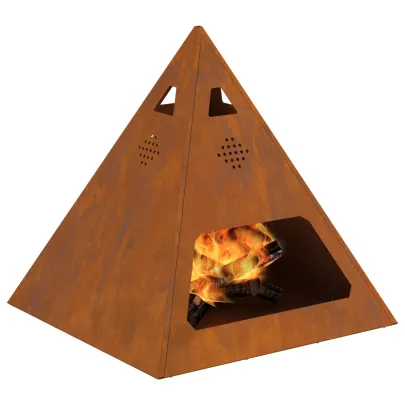 Vatră Foc Piramidală Oțel Corten - Livrare Gratuită