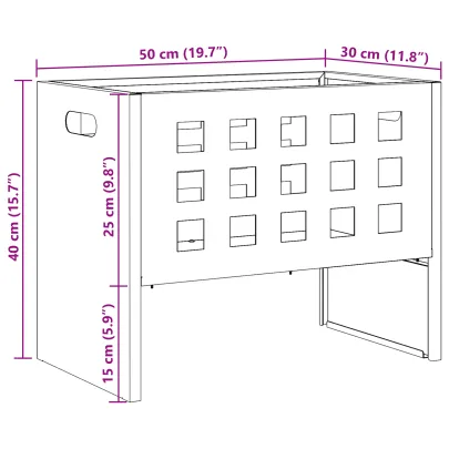 Vatră de foc exterior - negru dreptunghiular - oțel