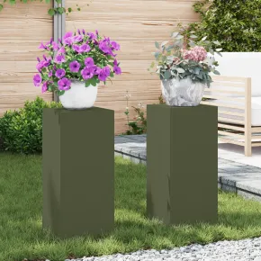 Suporturi Plante Metalice Exterior - 2 buc Oliv | 24x24x55 cm