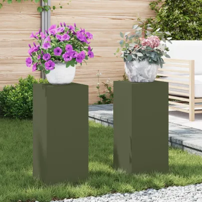 Suporturi Plante Metalice Exterior - 2 buc Oliv | 24x24x55 cm