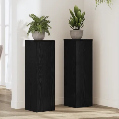 Suporturi Plante Stejar Negru 80 cm | Lemn Masiv | vidaXL