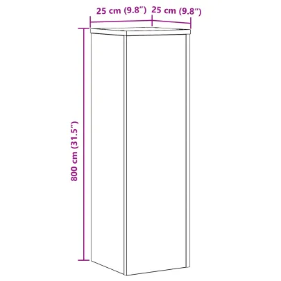 Suporturi Plante Stejar Negru 80 cm | Lemn Masiv | vidaXL
