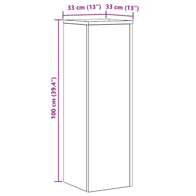 Suport Plante Stejar Negru 33x33x100 cm | Lemn Ingineresc