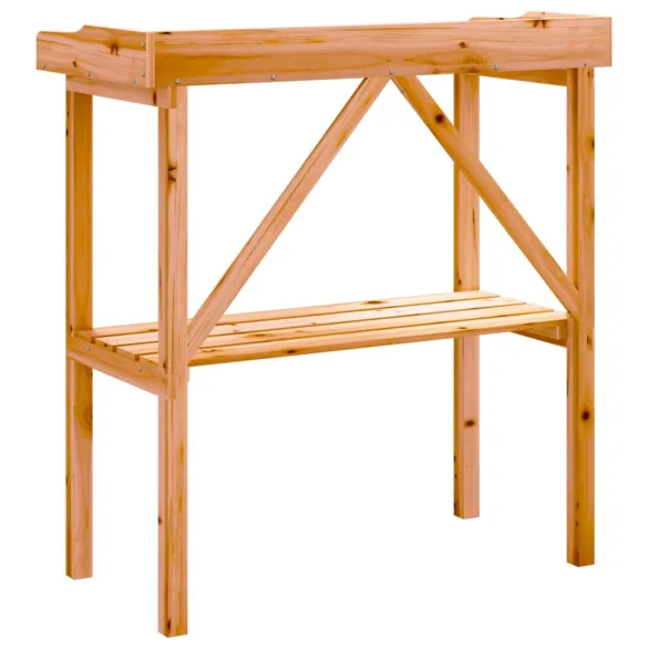 Masă de plante cu raft din lemn masiv de brad - 78x38x82,5 cm