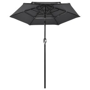 Umbrelă de Grădină 3 Niveluri - Aluminiu Antracit - 2m 2