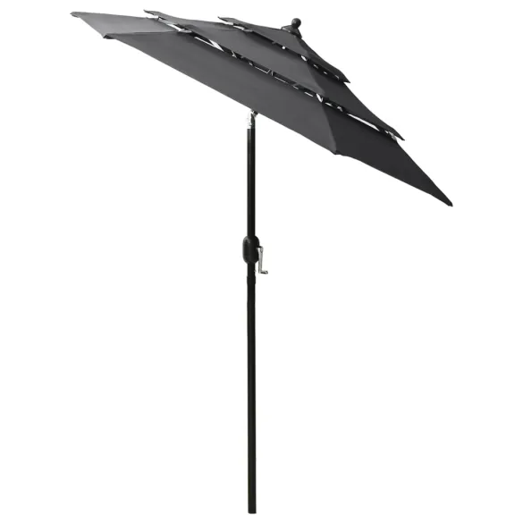 Umbrelă de Grădină 3 Niveluri - Aluminiu Antracit - 2m
