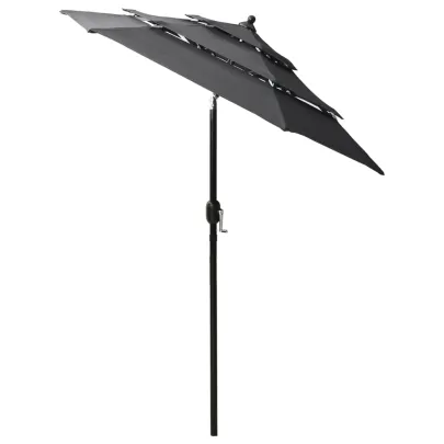 Umbrelă de Grădină 3 Niveluri - Aluminiu Antracit - 2m