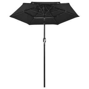 Umbrelă de grădină cu 3 niveluri - Aluminiu - Negru 2