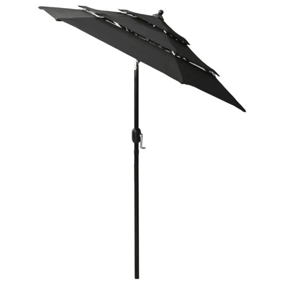 Umbrelă de grădină cu 3 niveluri - Aluminiu - Negru