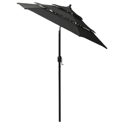 Umbrelă de grădină cu 3 niveluri - Aluminiu - Negru