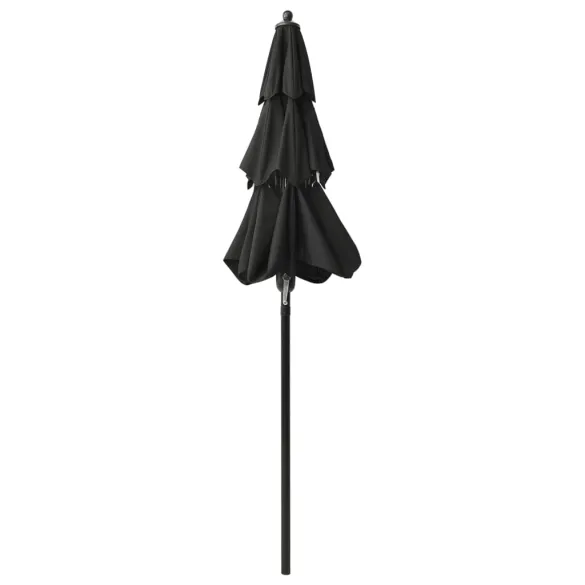Umbrelă de grădină cu 3 niveluri - Aluminiu - Negru