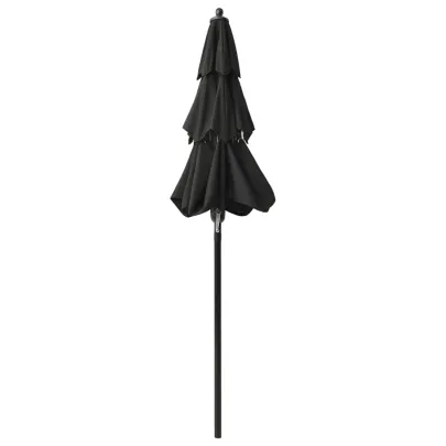 Umbrelă de grădină cu 3 niveluri - Aluminiu - Negru