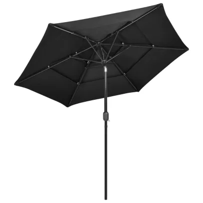 Umbrelă de grădină 3 niveluri - aluminiu antracit 2,5m