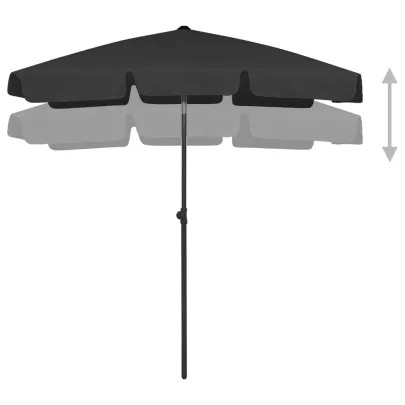Umbrelă de Plajă Negru | Protecție UV | Livrare Gratuită