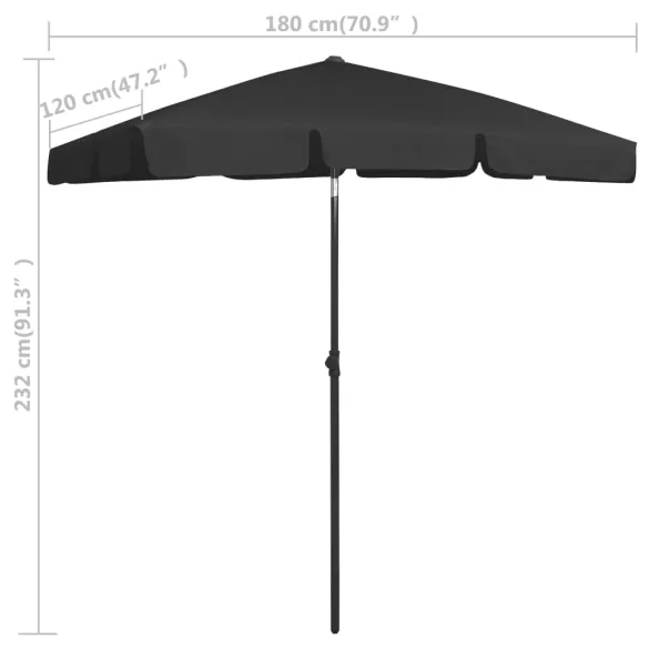 Umbrelă de Plajă Negru | Protecție UV | Livrare Gratuită