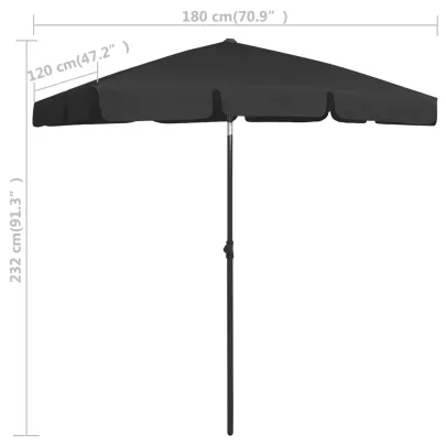 Umbrelă de Plajă Negru | Protecție UV | Livrare Gratuită