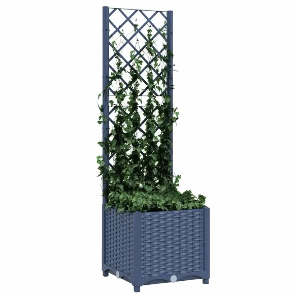 Jardiniere cu Spalier pentru Gradina, Albastru Gri - 40x40x136 cm