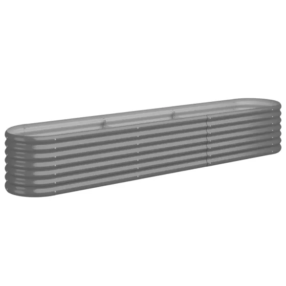 Strat Înălțat Grădină Gri 224x40x36cm - Oțel Rezistent