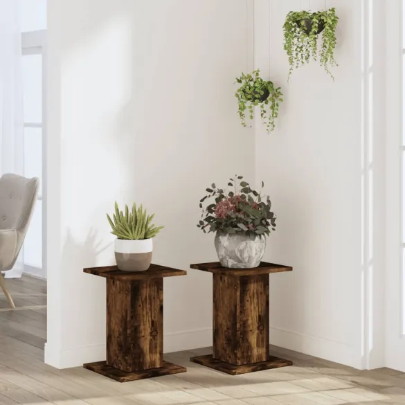Suporturi Plante Lemn Stejar Fumuriu 30x30x40 cm