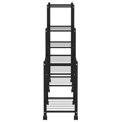 Suport Mobil pentru Flori cu Roti - Negru | Fier