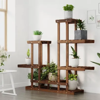 Suport Flori Lemn Masiv Brad - 95x25x96 cm | Livrare Gratuita