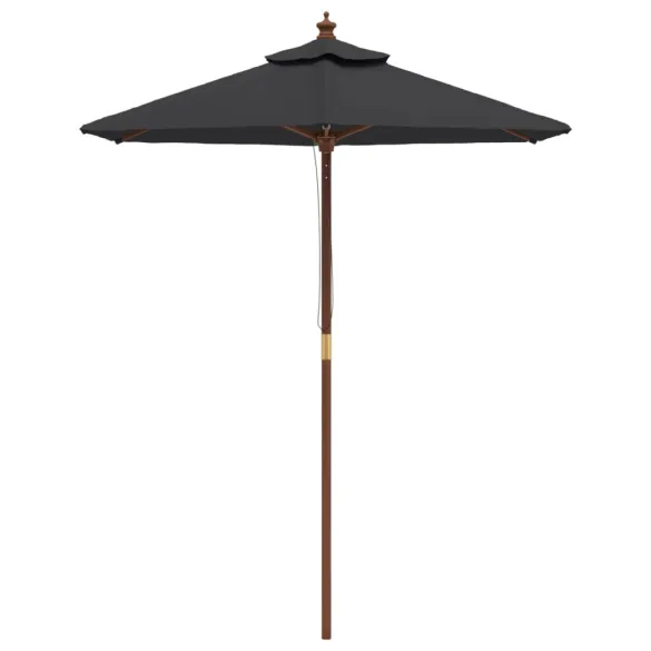 Umbrelă Grădină Lemn Masiv - Negru | Livrare Gratuită