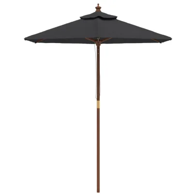 Umbrelă Grădină Lemn Masiv - Negru | Livrare Gratuită