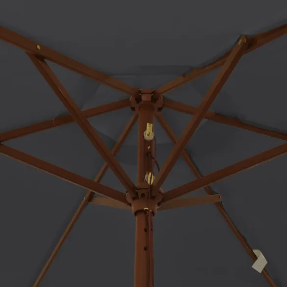 Umbrelă Grădină Lemn Masiv - Negru | Livrare Gratuită