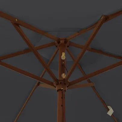 Umbrelă Grădină Lemn Masiv - Negru | Livrare Gratuită