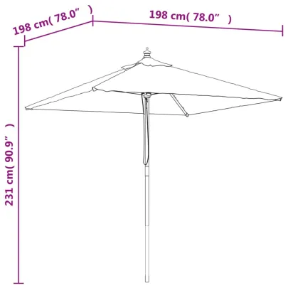 Umbrelă Grădină Lemn Albastru Azur 198x198 cm | Livrare Gratuită