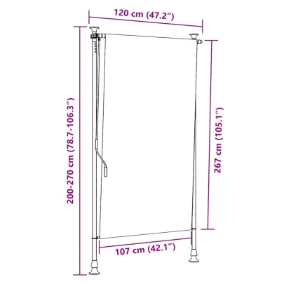 Jaluzea rulou exterior albastru/alb 120x270 cm - Oțel și țesătură