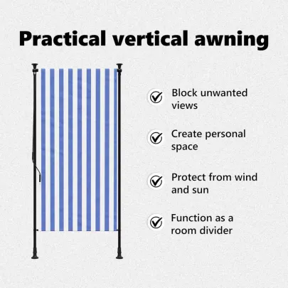 Jaluzea rulou exterior albastru/alb 120x270 cm - Oțel și țesătură