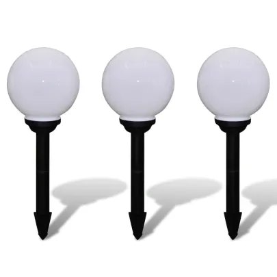 Lămpi Solare Exterior LED cu Țăruș - Set 3 Bucăți