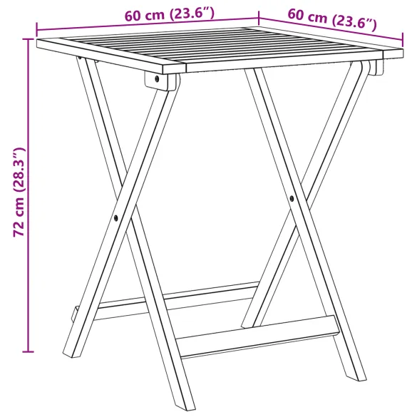 Masă Pliantă Grădină Acacia 60x60 cm | Livrare Gratuită