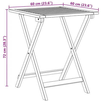 Masă Pliantă Grădină Acacia 60x60 cm | Livrare Gratuită