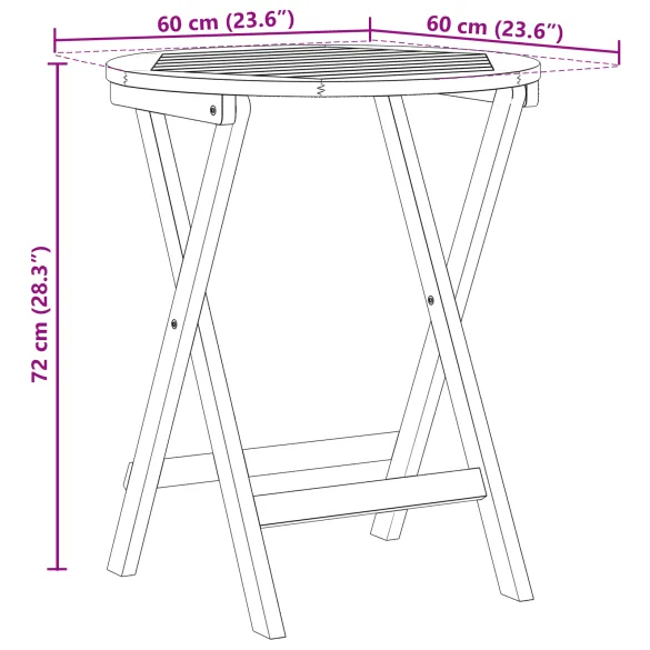 Masă pliantă grădină rotundă lemn acacia | Livrare gratuită