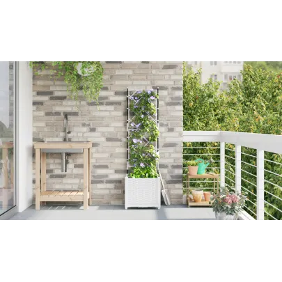 Ghiveci Grădină cu Spaliere Alb 40x40x143 cm - Livrare Gratuită