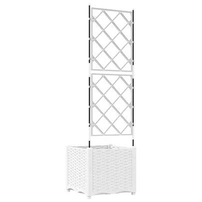 Ghiveci Grădină cu Spaliere Alb 40x40x143 cm - Livrare Gratuită