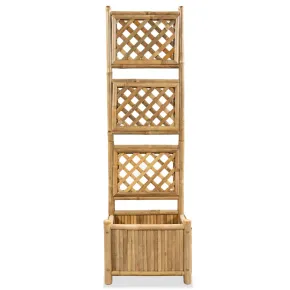 Strat Grădină Înălțat cu Spalier Bambus | Livrare Gratuită 2