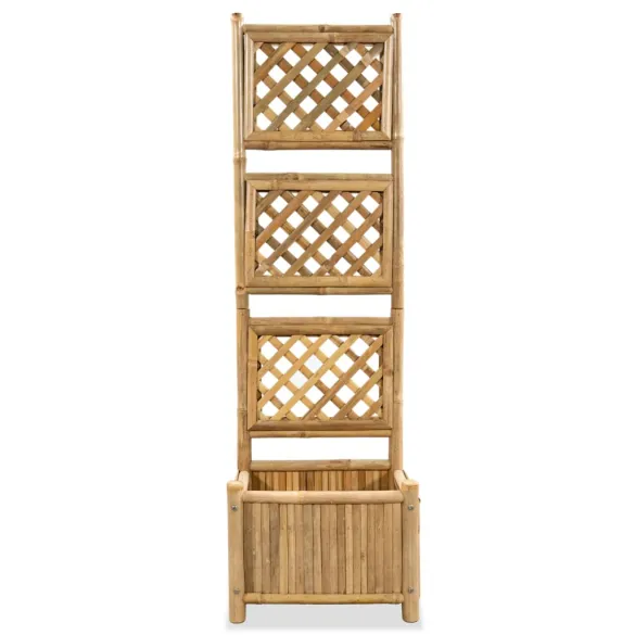 Strat Grădină Înălțat cu Spalier Bambus | Livrare Gratuită