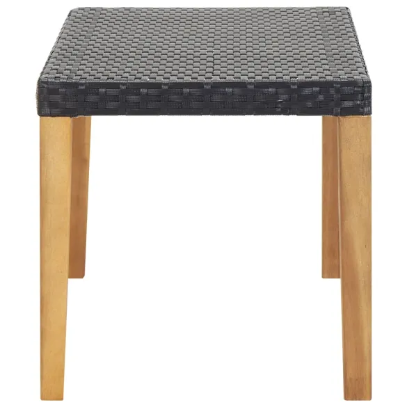 Bancă Grădină Negru 120 cm - Ratan Polietilenă, Lemn Acacia