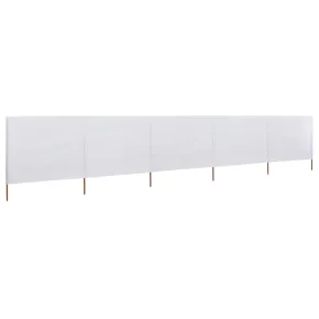 Paravan Anti-Vânt Textil 5 Panouri, Alb Nisipiu, 600x120 cm 2