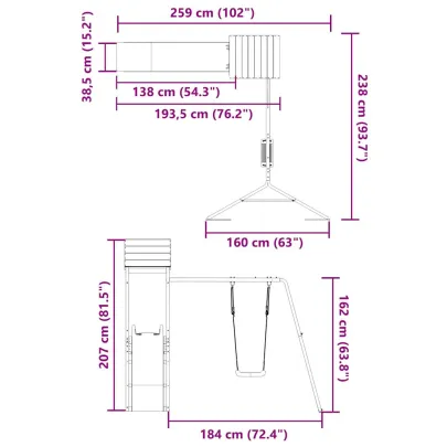 Set de joacă exterior lemn masiv - Livrare gratuită